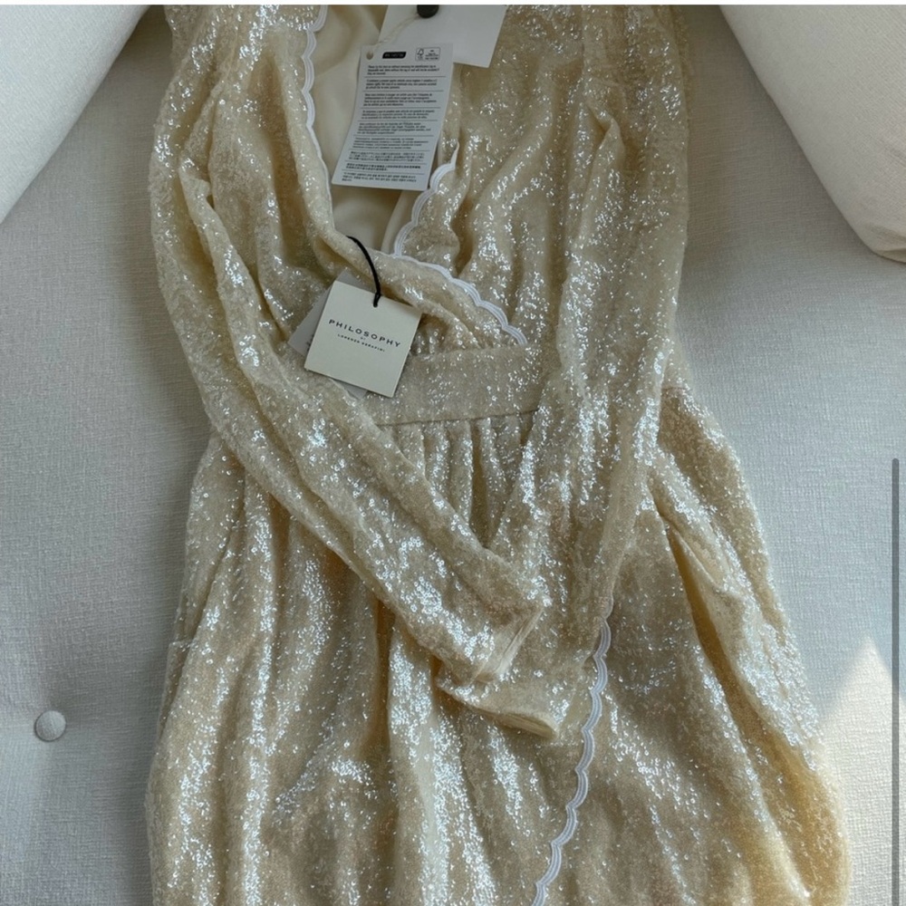 Alberta Ferretti gold sequin dress NWT